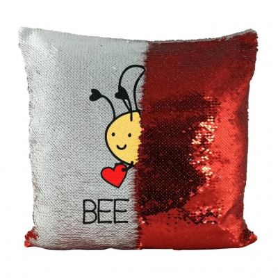 Poduszka cekinowa dla zakochanych Bee mine